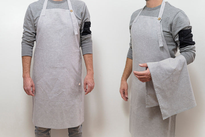 Striped Linen Apron and Linen Tea Towel