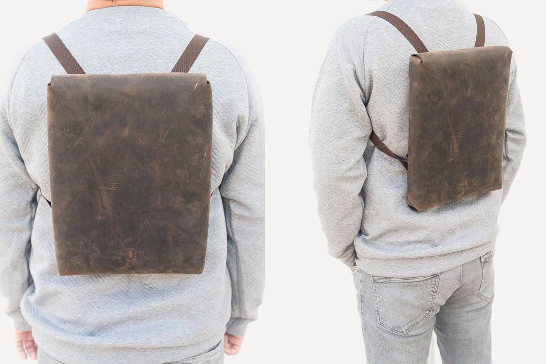 Crazy Horse Hydro Brown Leather Backpack