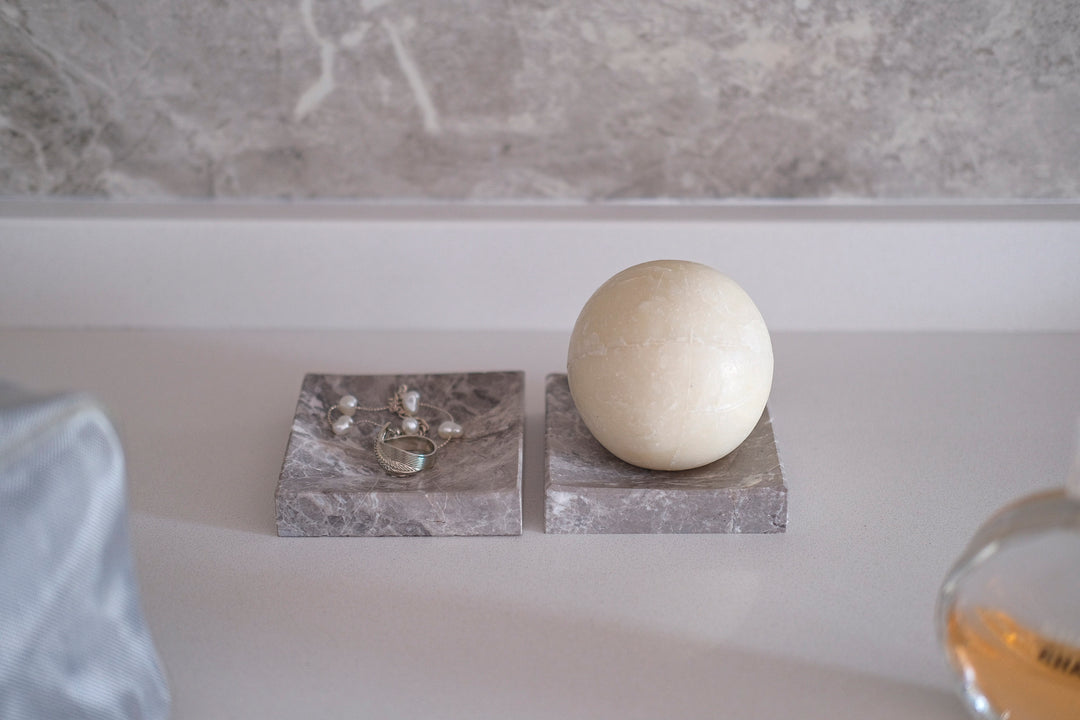 Handmade Patinated Tundra Grey Marble Dish - Bonheim