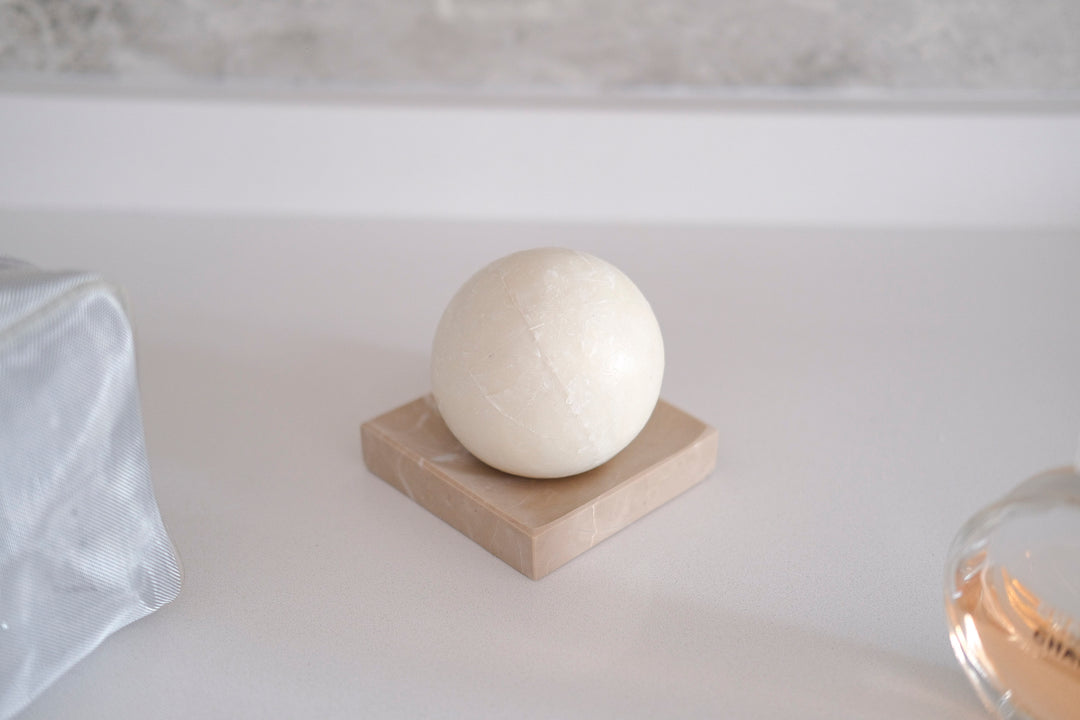 Handmade Patinated Ocean Beige Marble Dish - Bonheim