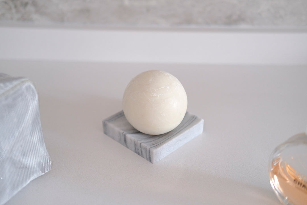 Handmade Patinated Marmara White Marble Dish - Bonheim