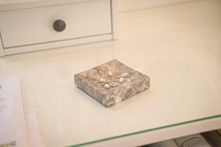 Handmade Patinated Tundra Grey Marble Dish - Bonheim