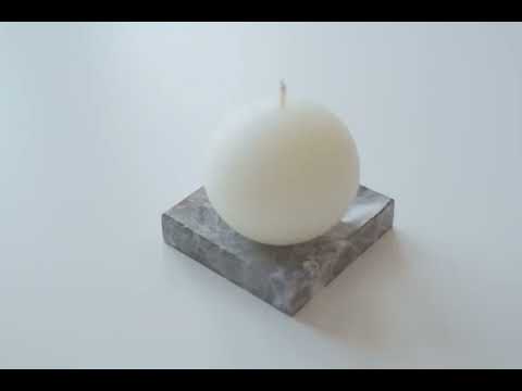 Sphere Candle and Tundra Grey Marble Candle Holder