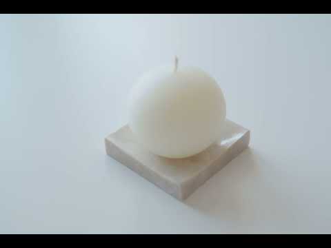 Sphere Candle and Ottoman Beige Marble Candle Holder