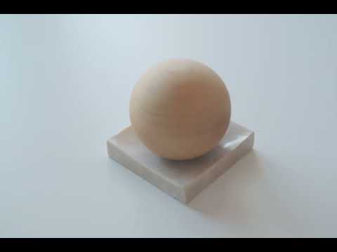 Beech Wooden Ball and Ottoman Beige Marble Dish