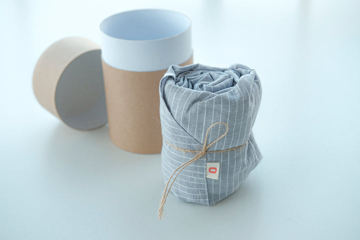 Striped Linen Apron and Linen Tea Towel - Bonheim