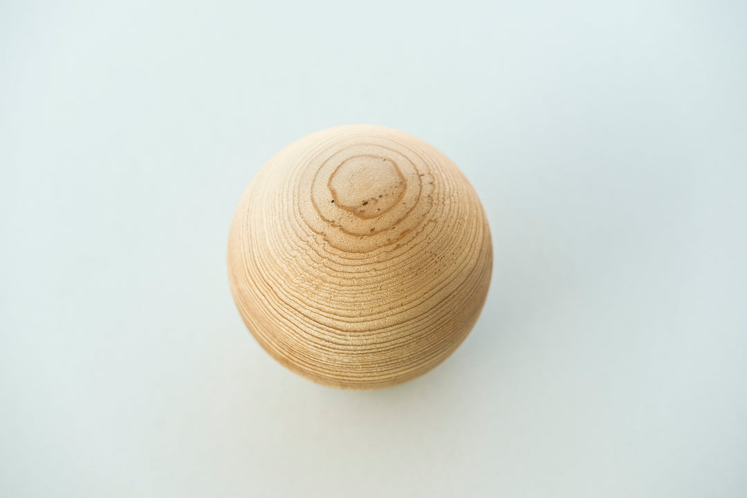 Cedar Wooden Ball and Marmara White Marble Dish - Bonheim