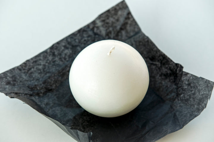 Sphere Candle and Tundra Grey Marble Candle Holder - Bonheim