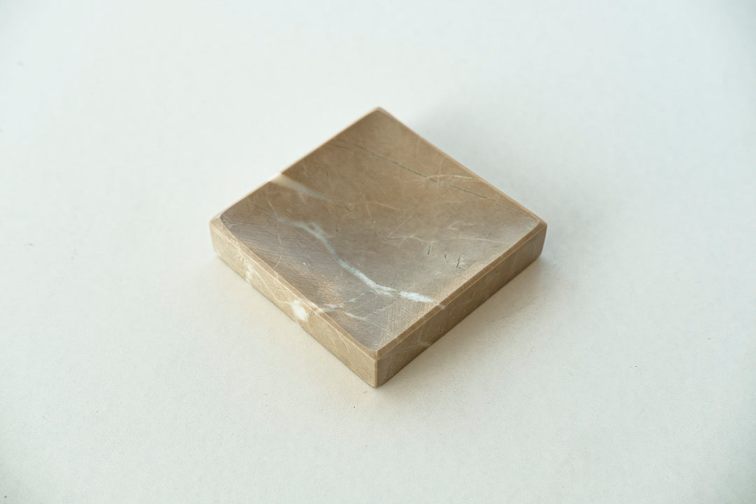 Handmade Patinated Ocean Beige Marble Dish - Bonheim