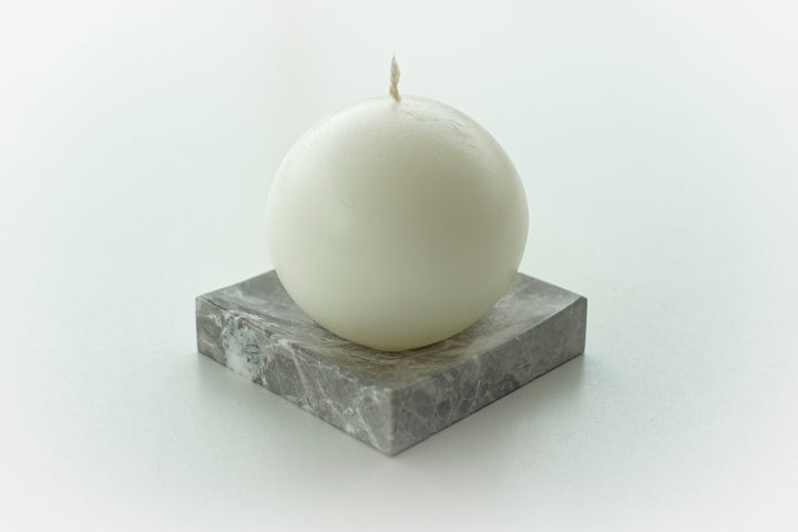 Sphere Candle and Tundra Grey Marble Candle Holder - Bonheim