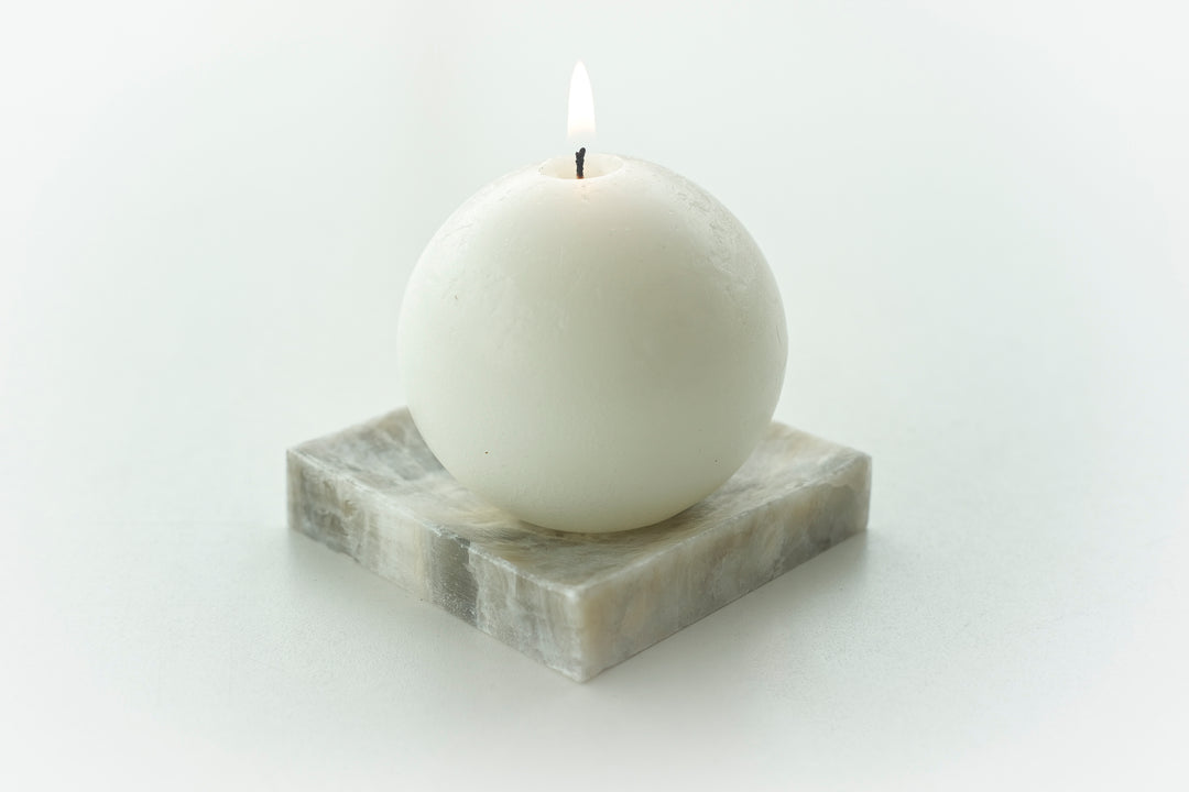 Sphere Candle and Onyx Marble Candle Holder - Bonheim