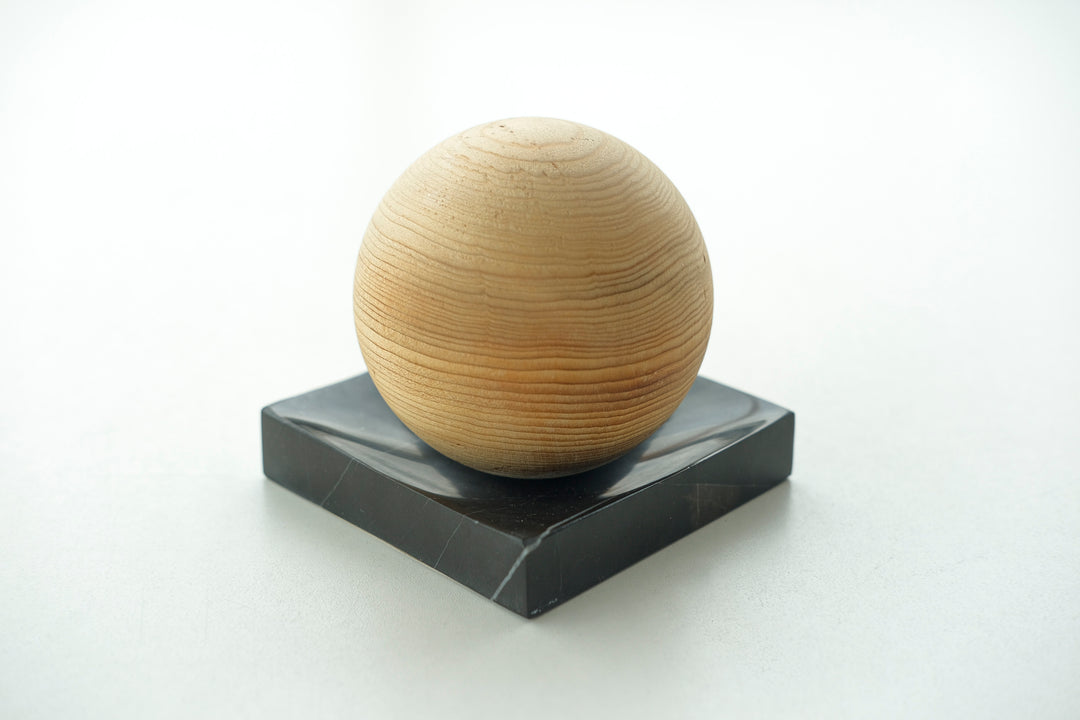 Cedar Wooden Ball and Bruno Perla Black Marble Dish - Bonheim