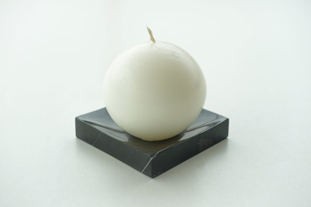 Sphere Candle and Bruno Perla Black Marble Candle Holder - Bonheim