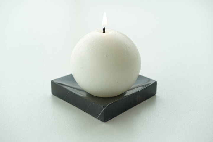 Sphere Candle and Bruno Perla Black Marble Candle Holder - Bonheim