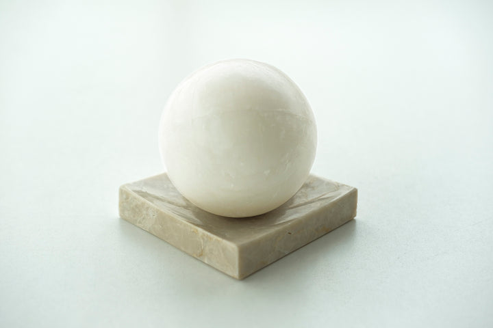 Sphere Soap Bar and Ottoman Beige Marble Soap Dish - Bonheim