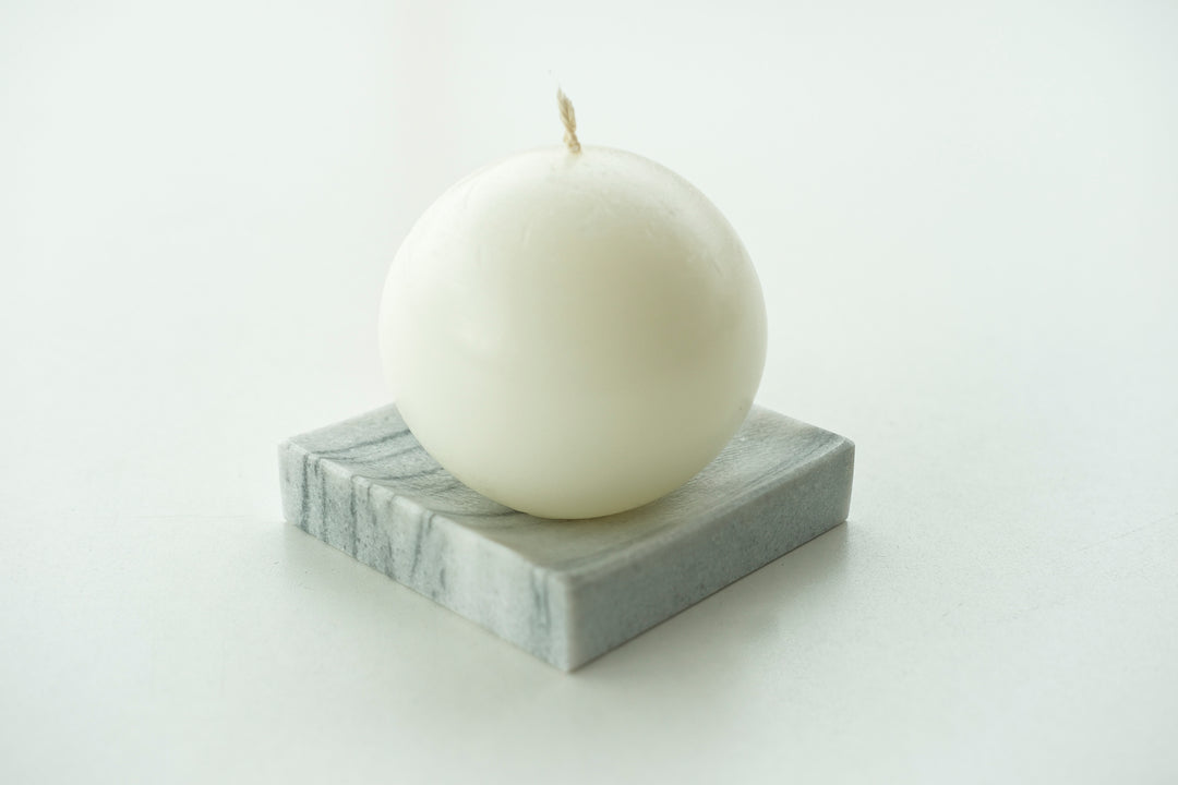 Sphere Candle and Marmara White Marble Candle Holder - Bonheim