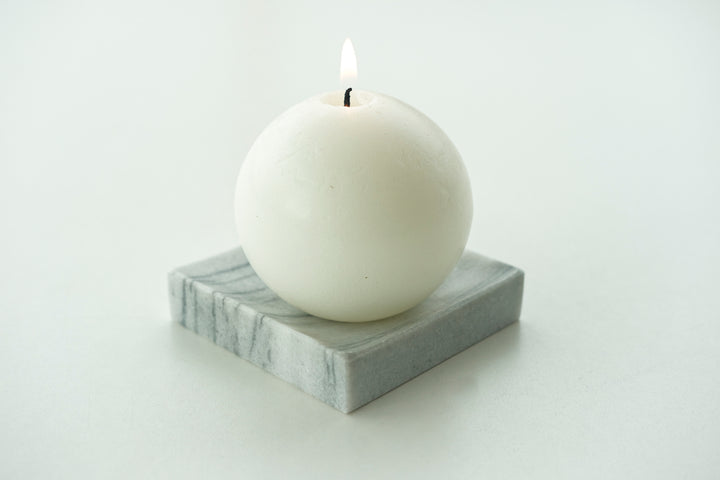 Sphere Candle and Marmara White Marble Candle Holder - Bonheim