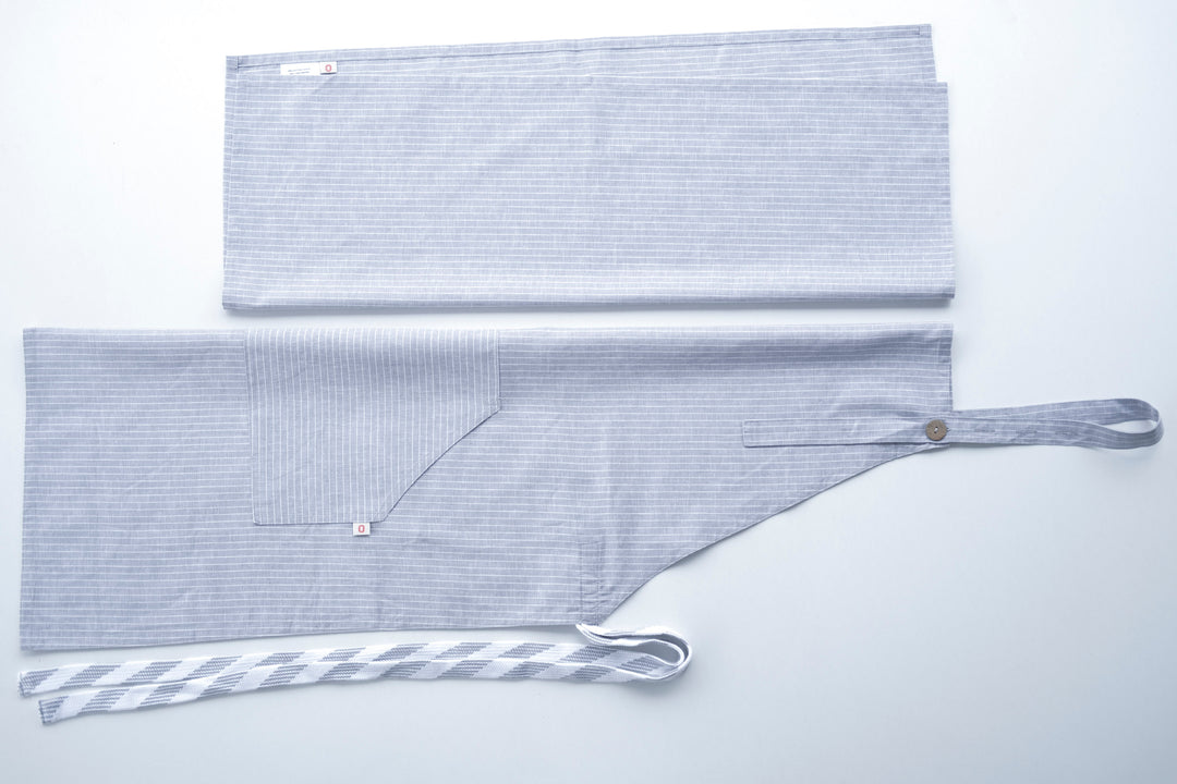 Striped Linen Apron and Linen Tea Towel - Bonheim