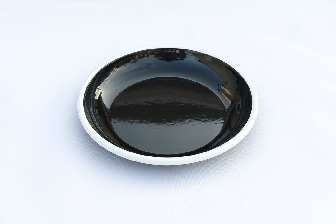 Black With White Rim Enamel Plate - Bonheim