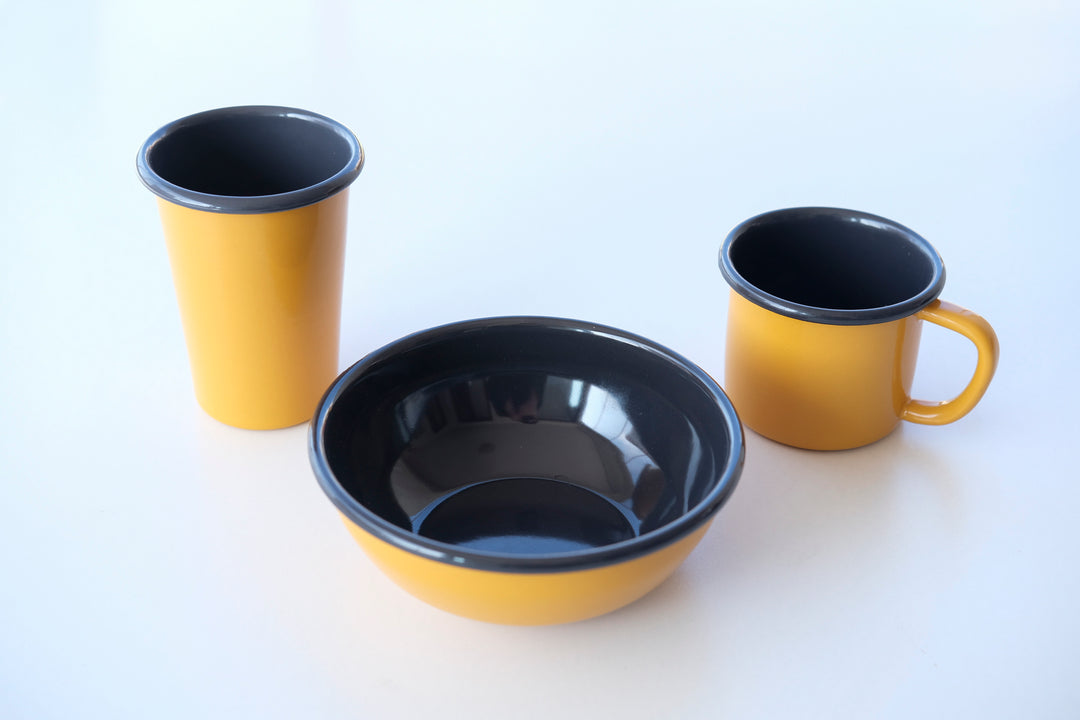 Yellow With Anthracite Rim Enamel Bowl - Bonheim