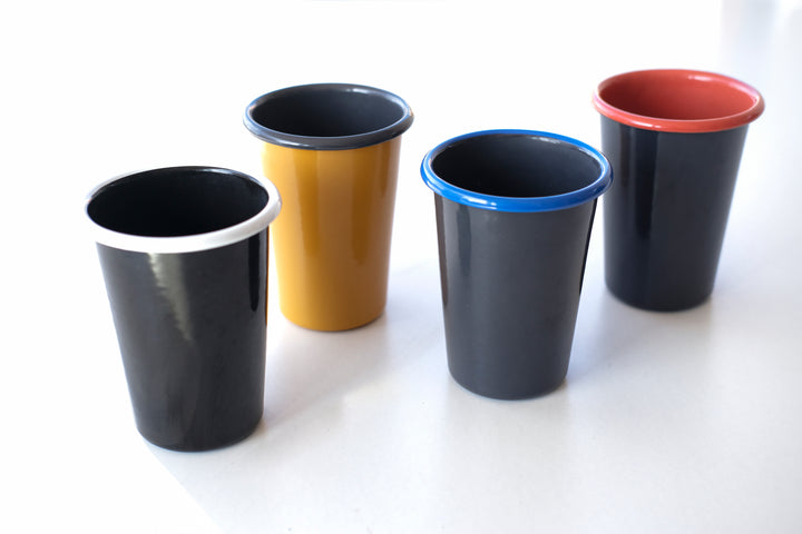 Anthracite With Blue Rim Enamel Tumbler Cup - Bonheim