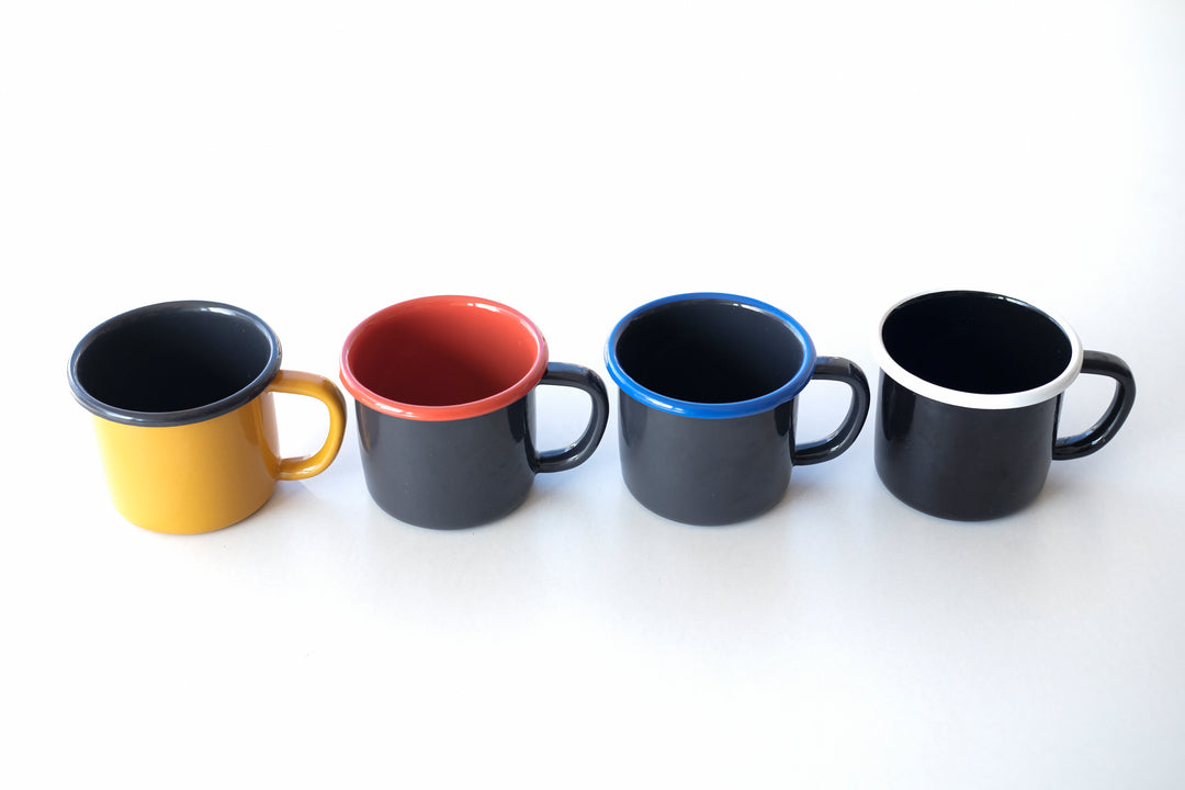 Yellow With Anthracite Rim Enamel Mug - Bonheim