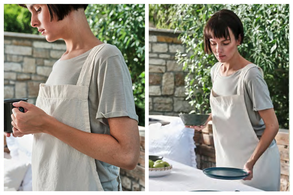 Natural Cotton Kitchen Apron and Tea Towel - Bonheim