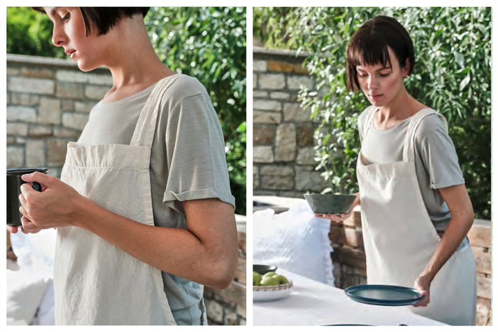 Natural Cotton Kitchen Apron and Tea Towel - Bonheim