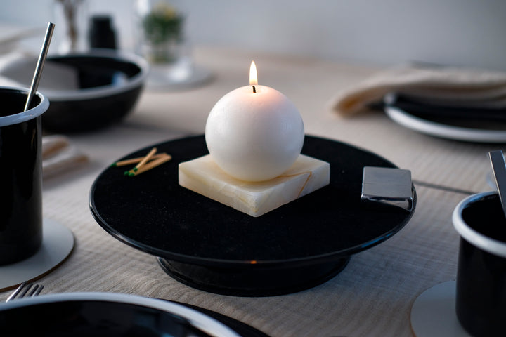 Sphere Candle and Cream Onyx Marble Candle Holder - Bonheim