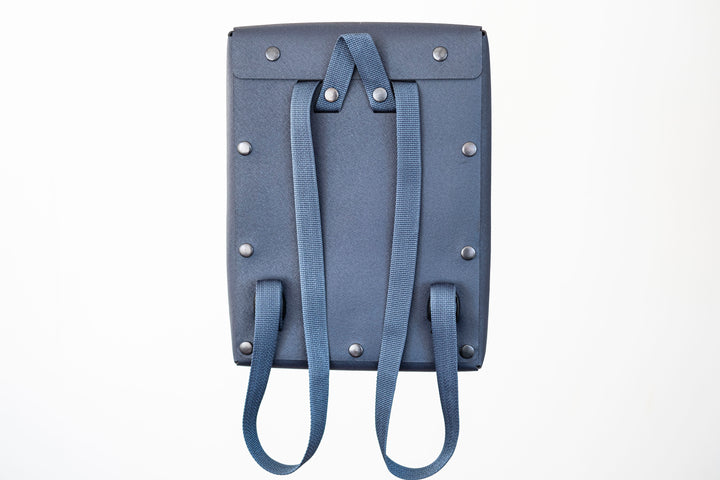 Saffiano Dark Blue Leather Backpack - Bonheim