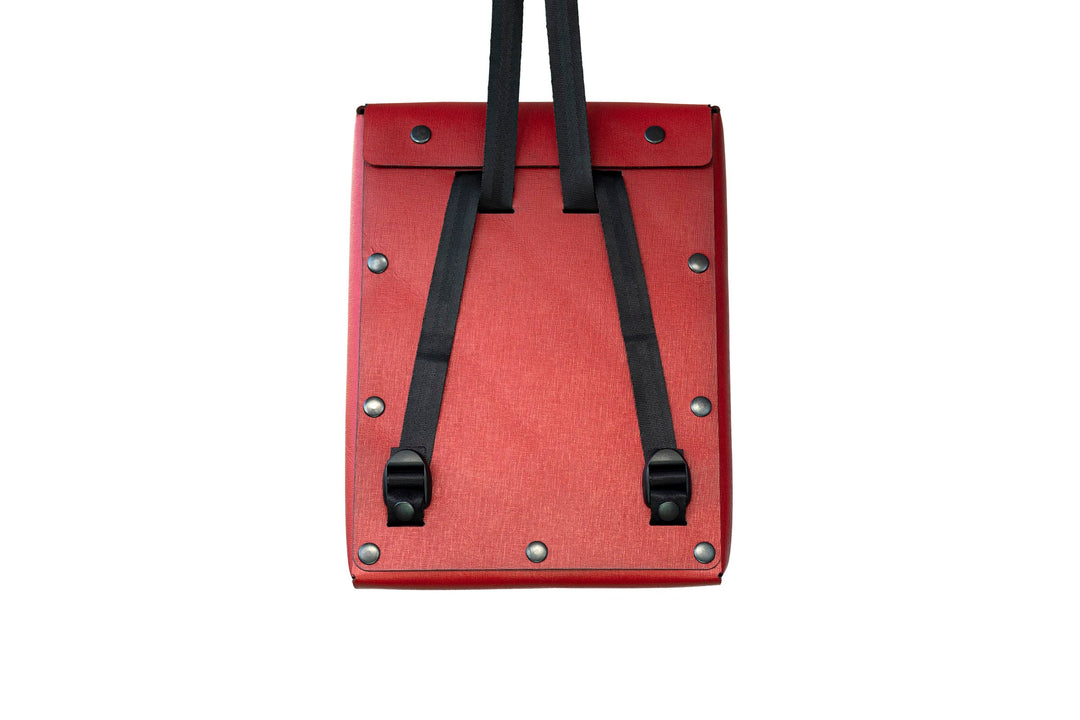 Saffiano Red Leather Backpack - Bonheim