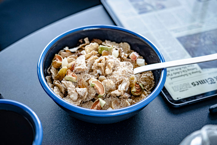 Anthracite With Blue Rim Enamel Bowl - Bonheim