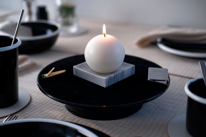 Sphere Candle and Marmara White Marble Candle Holder - Bonheim