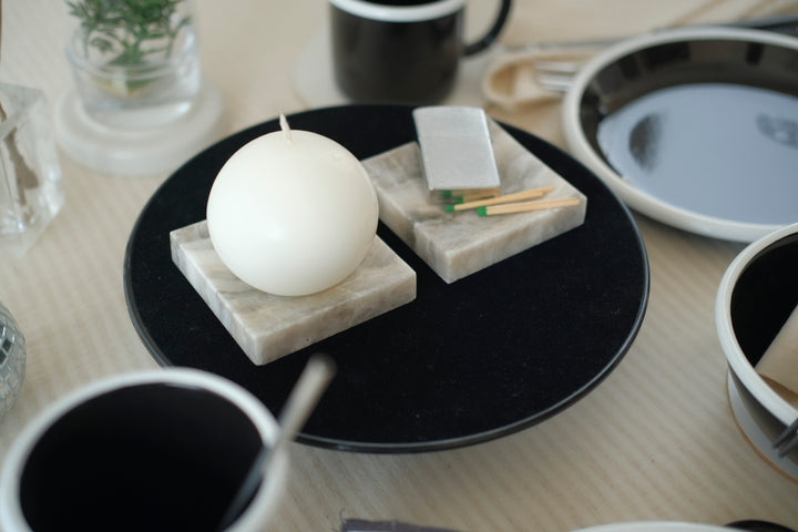 Sphere Candle and Onyx Marble Candle Holder - Bonheim