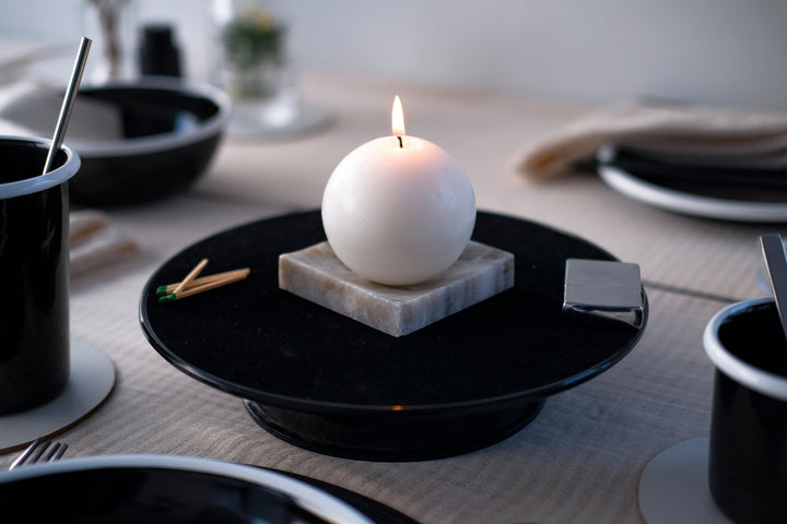 Sphere Candle and Onyx Marble Candle Holder - Bonheim