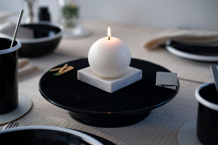 Sphere Candle and Sivec White Marble Candle Holder - Bonheim