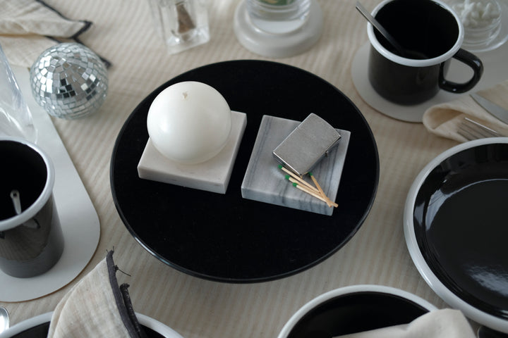 Sphere Candle and Sivec White Marble Candle Holder - Bonheim