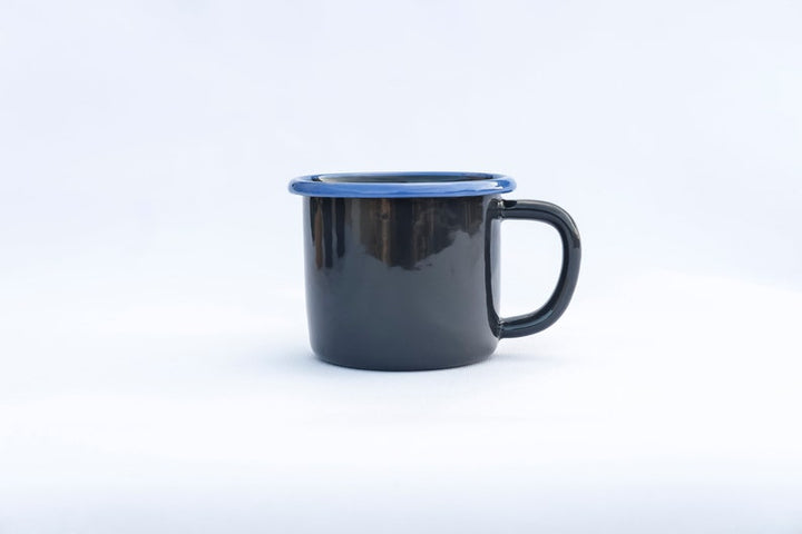 Anthracite With Blue Rim Enamel Mug - Bonheim