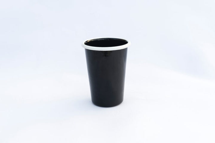 Black With White Rim Enamel Tumbler Cup - Bonheim