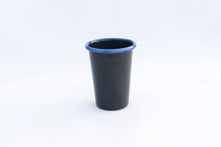 Anthracite With Blue Rim Enamel Tumbler Cup - Bonheim