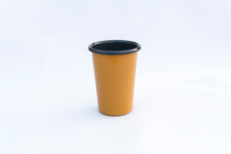 Yellow With Anthracite Rim Enamel Tumbler Cup - Bonheim