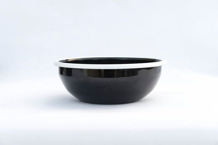 Black With White Rim Enamel Bowl - Bonheim