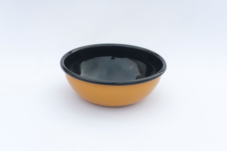 Yellow With Anthracite Rim Enamel Bowl - Bonheim