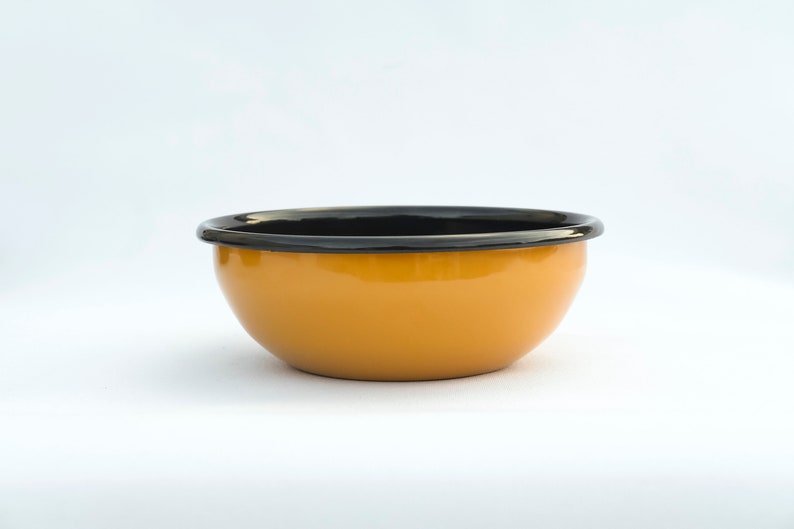 Yellow With Anthracite Rim Enamel Bowl - Bonheim