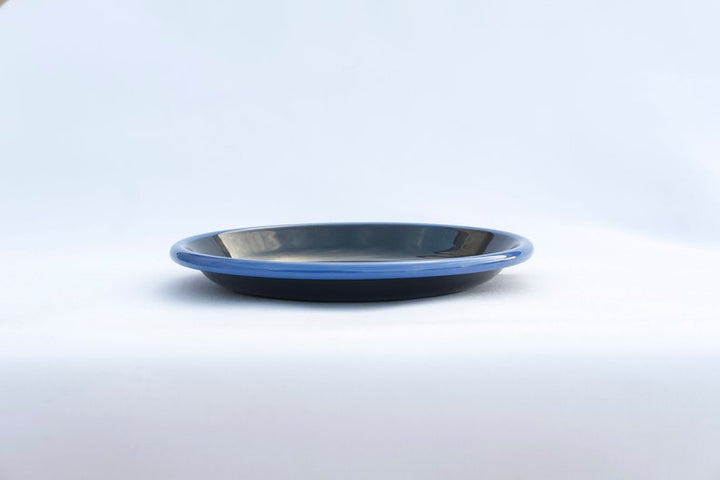 Anthracite With Blue Rim Enamel Plate - Bonheim