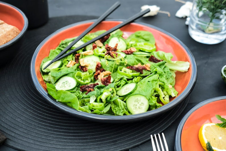 Salmon Red With Anthracite Rim Enamel Plate - Bonheim