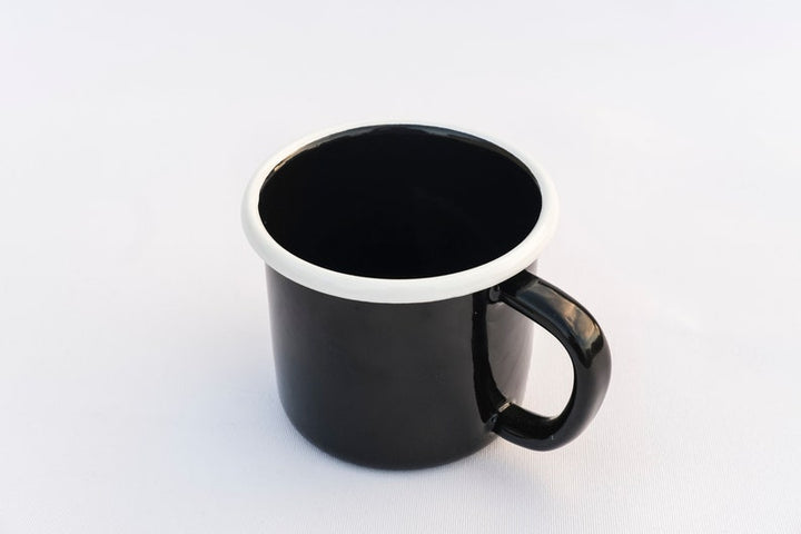 Black With White Rim Enamel Mug - Bonheim