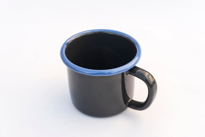 Anthracite With Blue Rim Enamel Mug - Bonheim