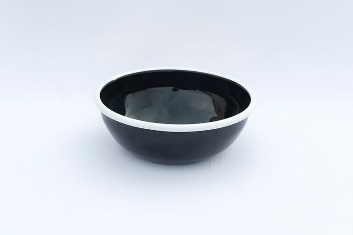 Black With White Rim Enamel Bowl - Bonheim