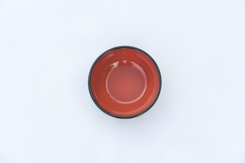 Anthracite With Salmon Red Rim Enamel Bowl - Bonheim